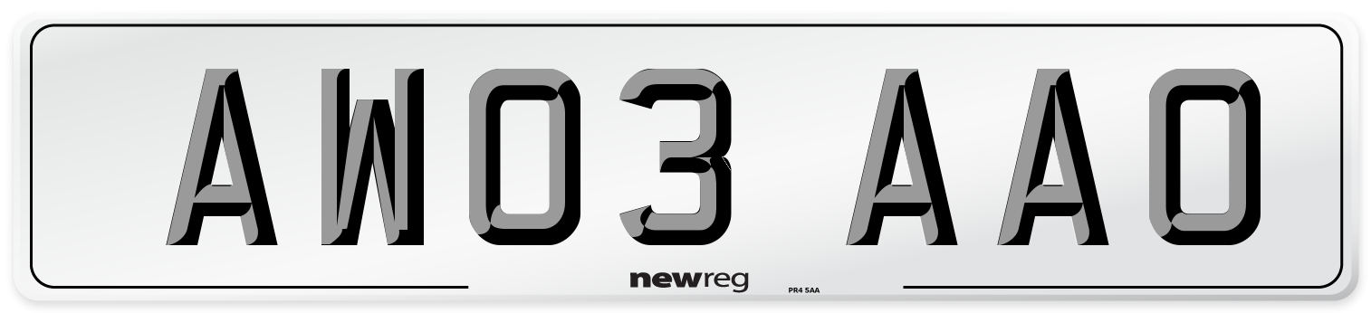AW03 AAO Number Plate from New Reg